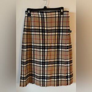Vintage Pure New Wool Plaid A-Line Skirt